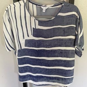 Calvin Klein Blue and White Flowy Blouse